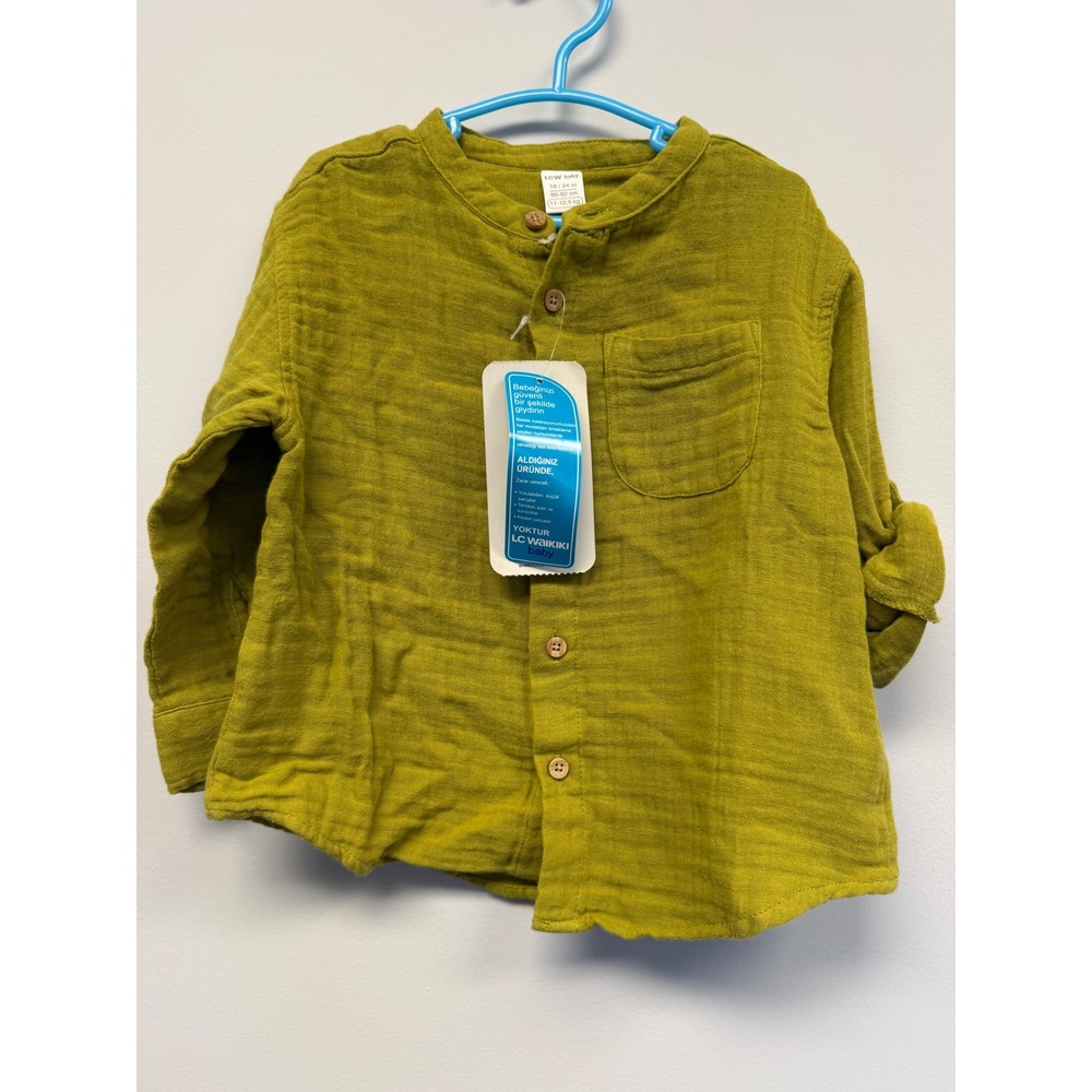 LCW Waikiki Baby Muslin Button Down Shirt Chartreuse Green 18-24M